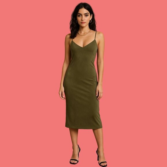 ✨ Olive Green Bodycon Slip Dress by Gilbert – Size M | Sleek & Sultry - Picture 1 of 7
